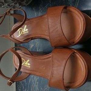NWT Diba London Brown Leather Sandals Shoes Wedge Size 9.5 M